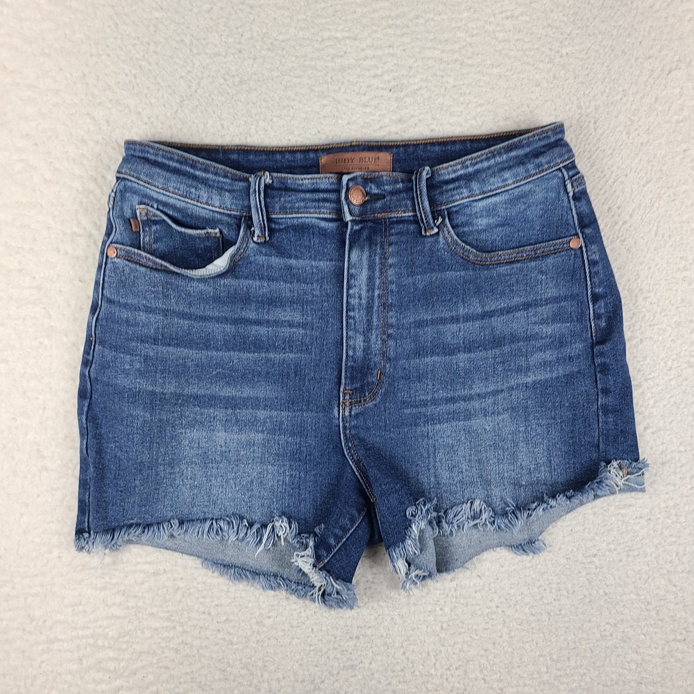 Judy Blue Jean Shorts Womens Large High Rise 3.5" Inseam Blue Denim JB152105